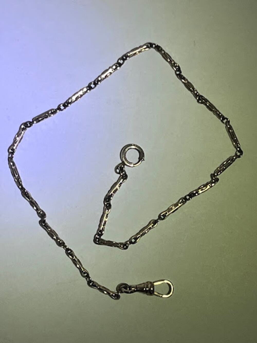 MFG Co. Antique 1-20-12K GF PW Chain Bar Link 13" Lobster Claw Circle Clasp